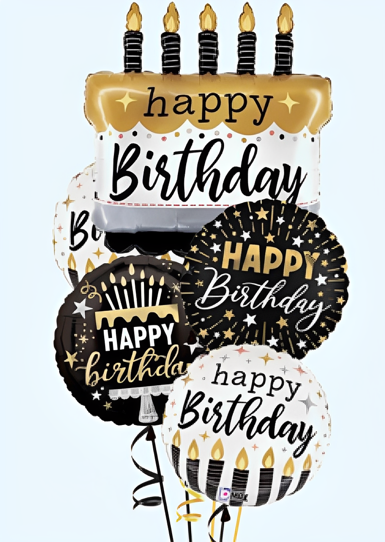 Black and gold birthday decorations
