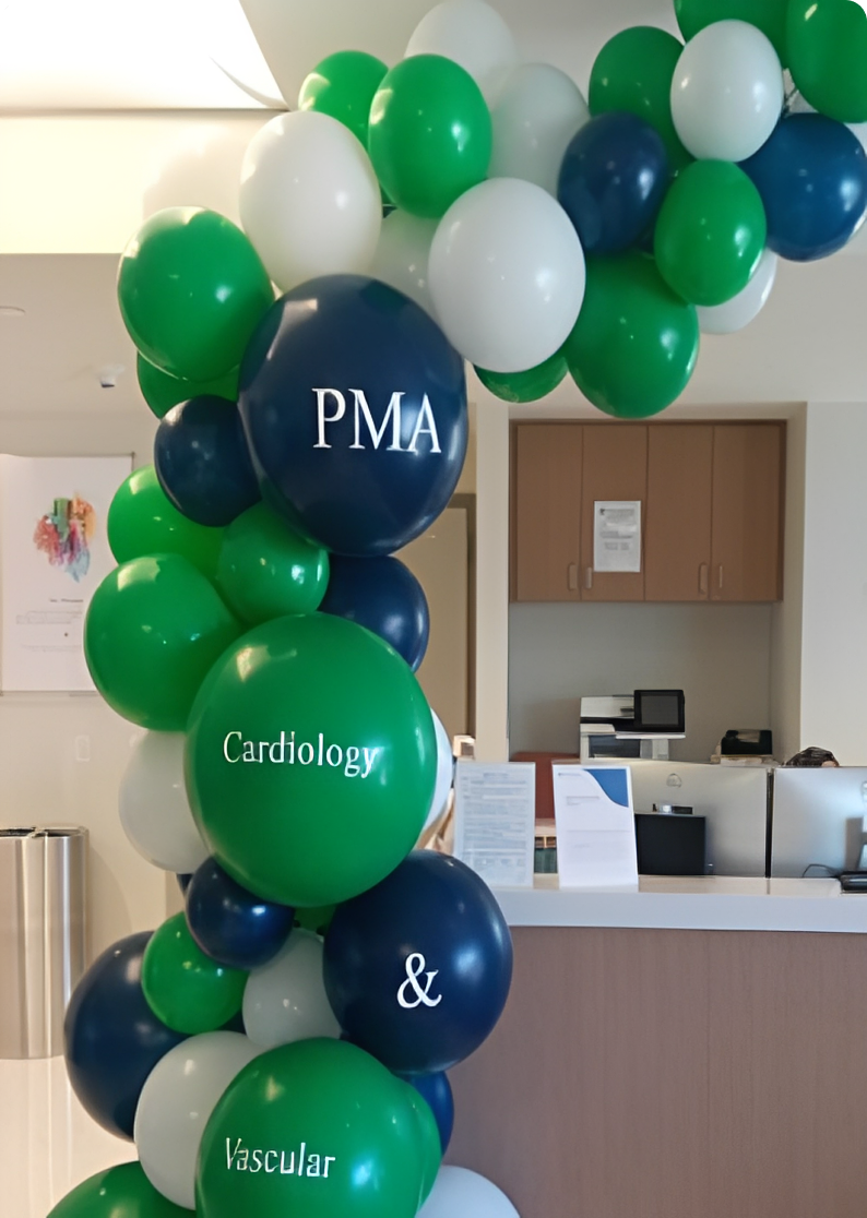 Balloon arch in medical office
