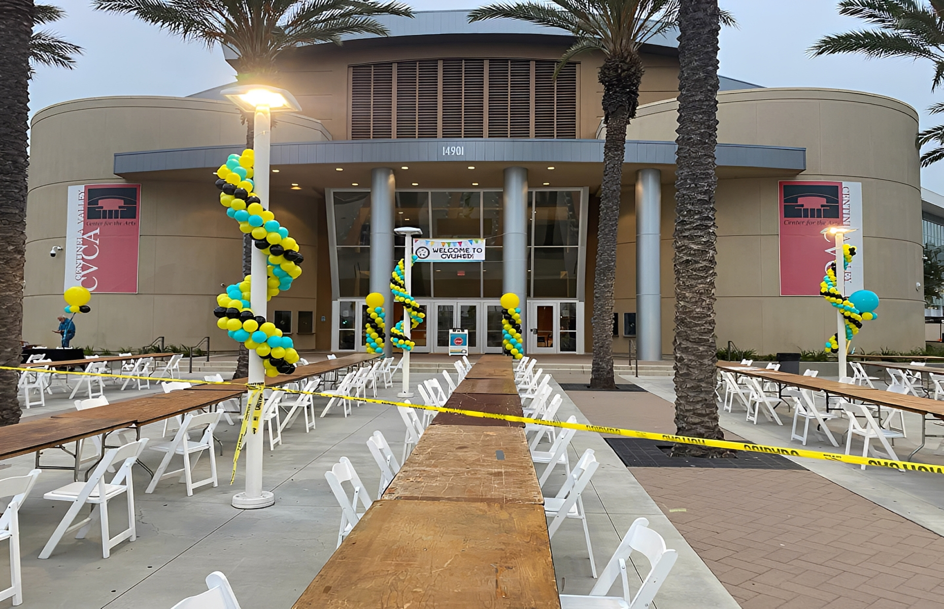 Venue prepared for a public gathering