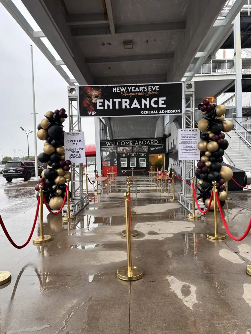 New Year's Eve entrance with balloon columns