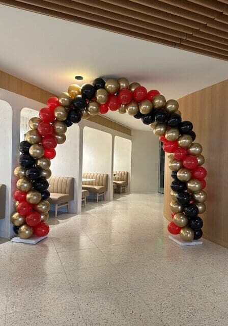 Classic Balloon Arch in red, silver and black